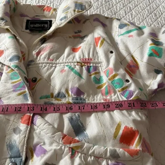 VTG GALLERY Quilted Puffer Jacket Unisex Confetti SzM Retro 90s Disco Y2K Iconic